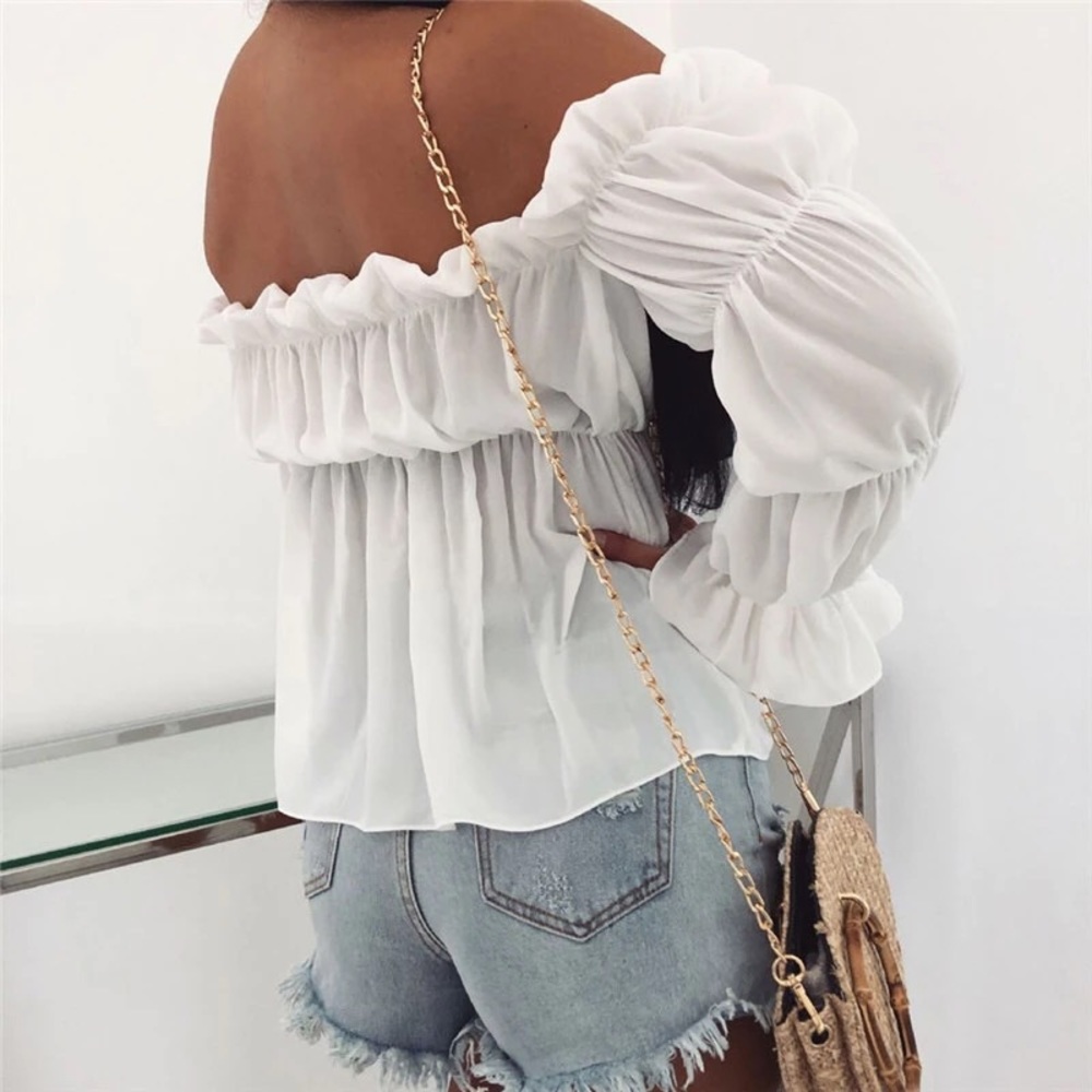 NWT Off the shoulder Long Sleeve Trendy Blouse - Picture 4 of 6